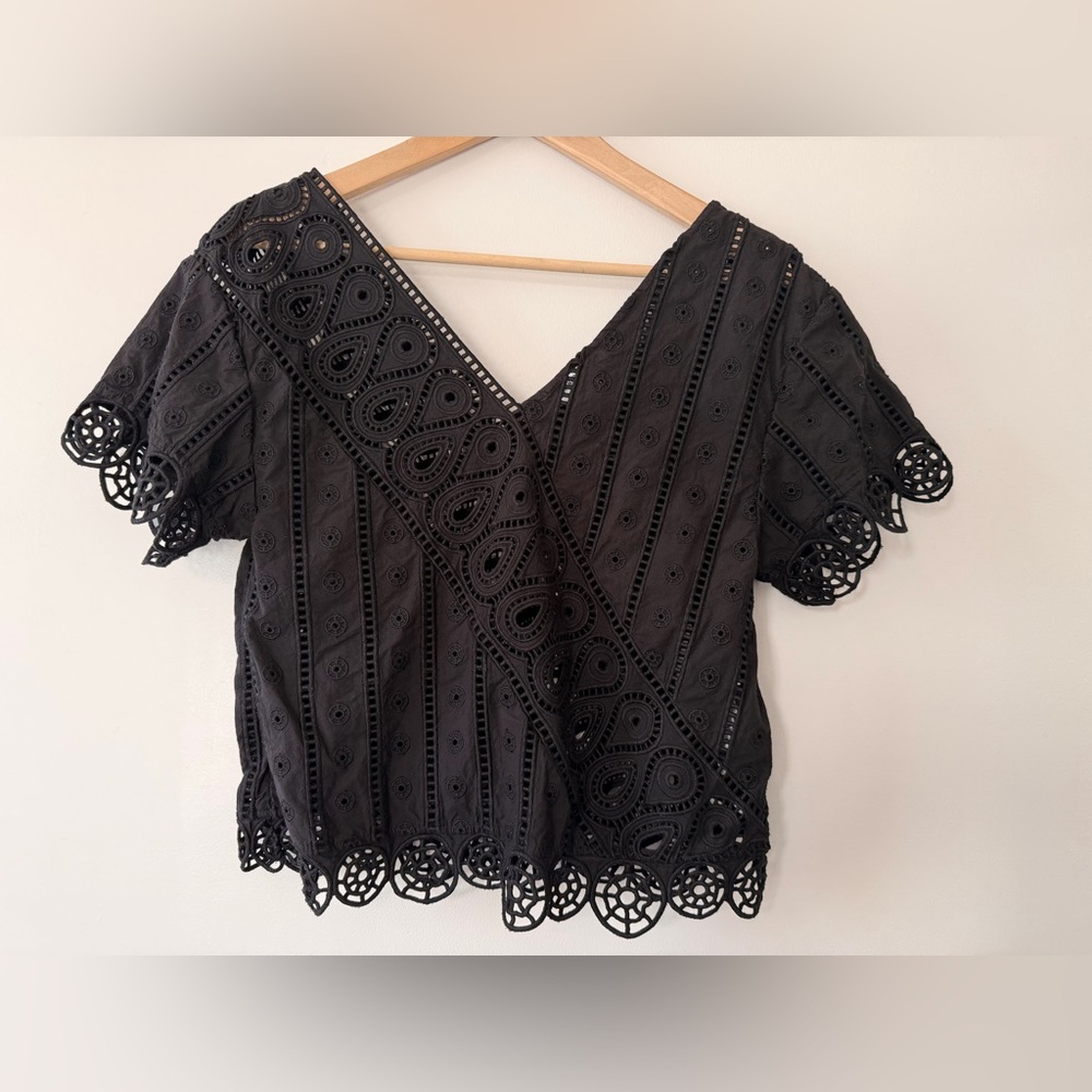 Opening Ceremony Black Eyelet Lace Blouse